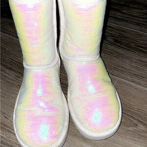 Iridescent white Uggs